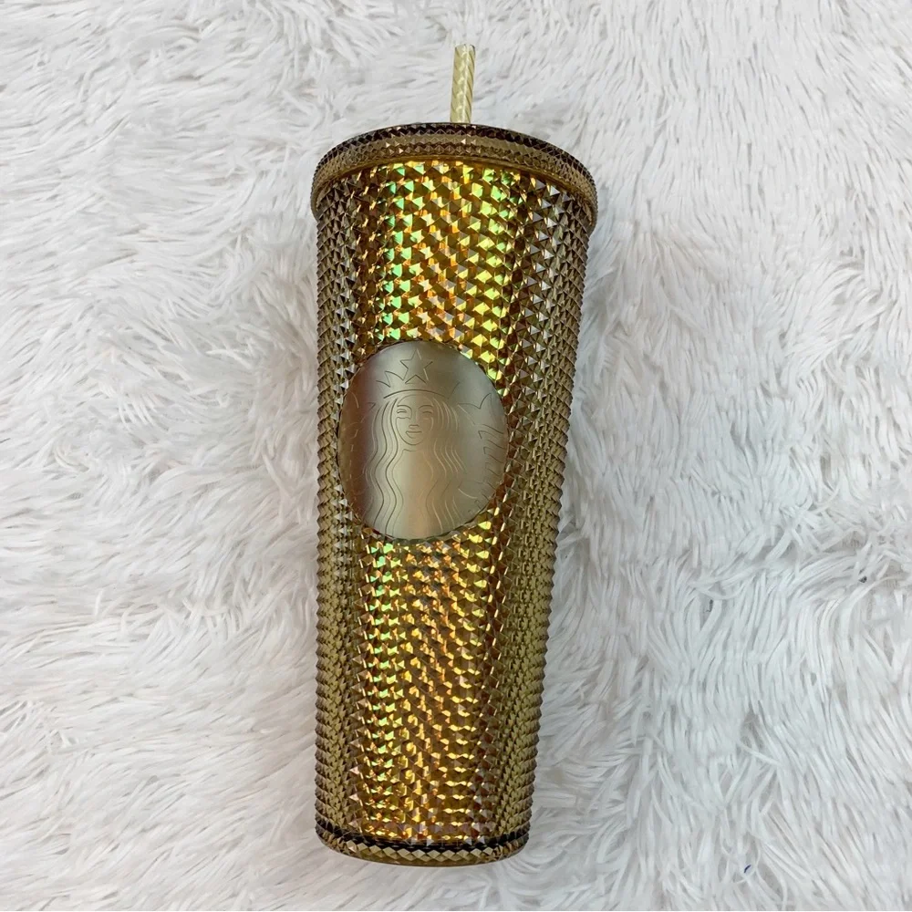 Walt Disney World 50th Anniversary Geometric Starbucks studded Tumbler Gold 24oz